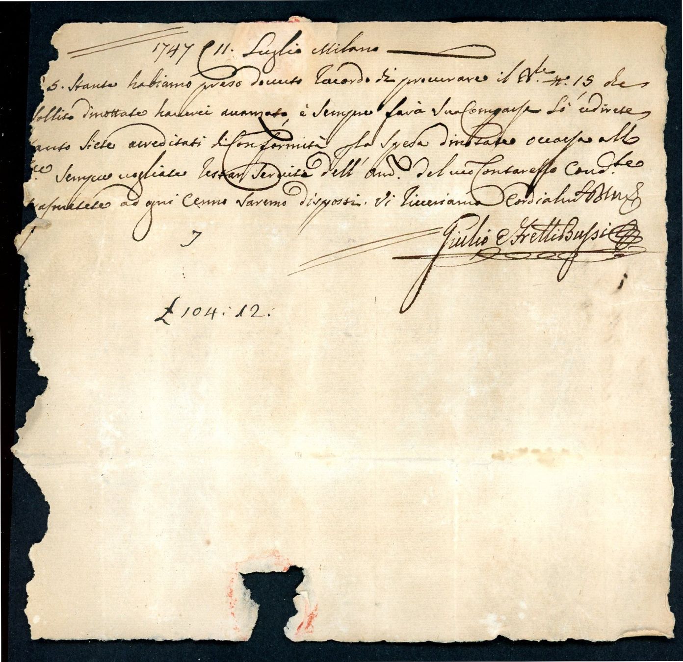 Documenti: Fuhrmannsbrief: 1747 P II Juli Mailand – Usato da Opfikon venduto da Pritt04 1