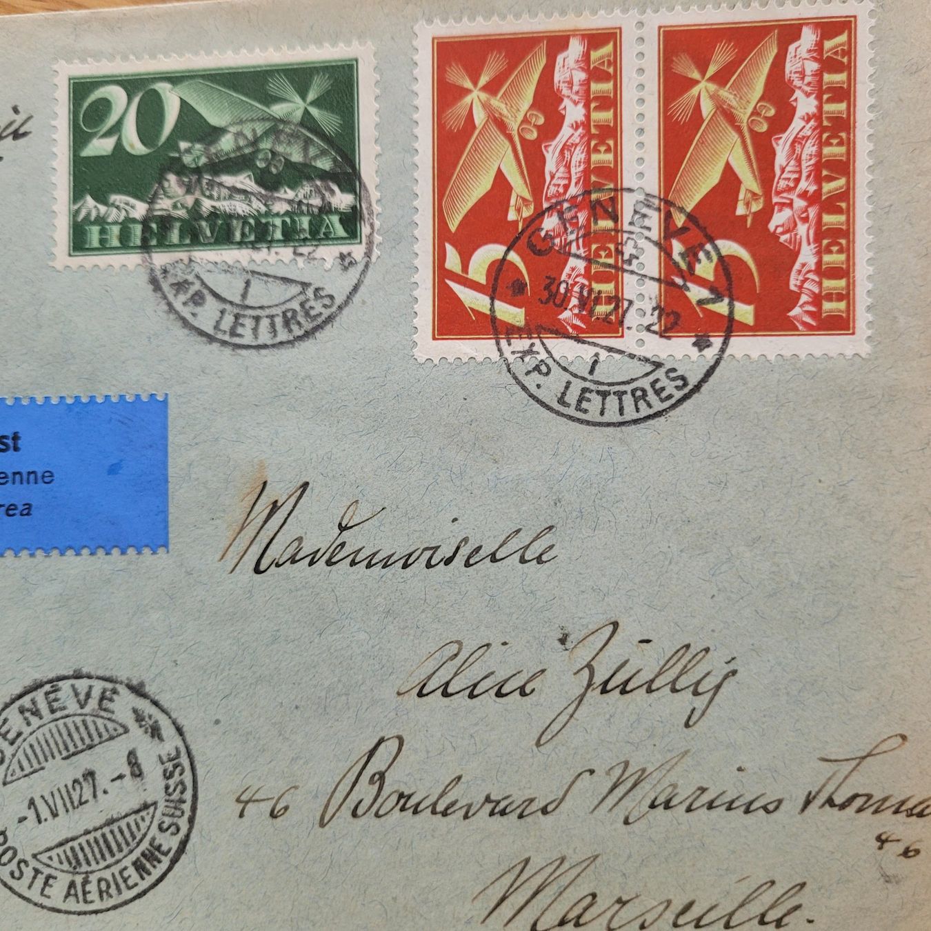 Tutti i francobolli: Luftpost 1927 Genève - Marseille – Usato da Biel/Bienne venduto da Destockweb 2