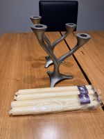 2 candlesticks steel frame + 4 candles
