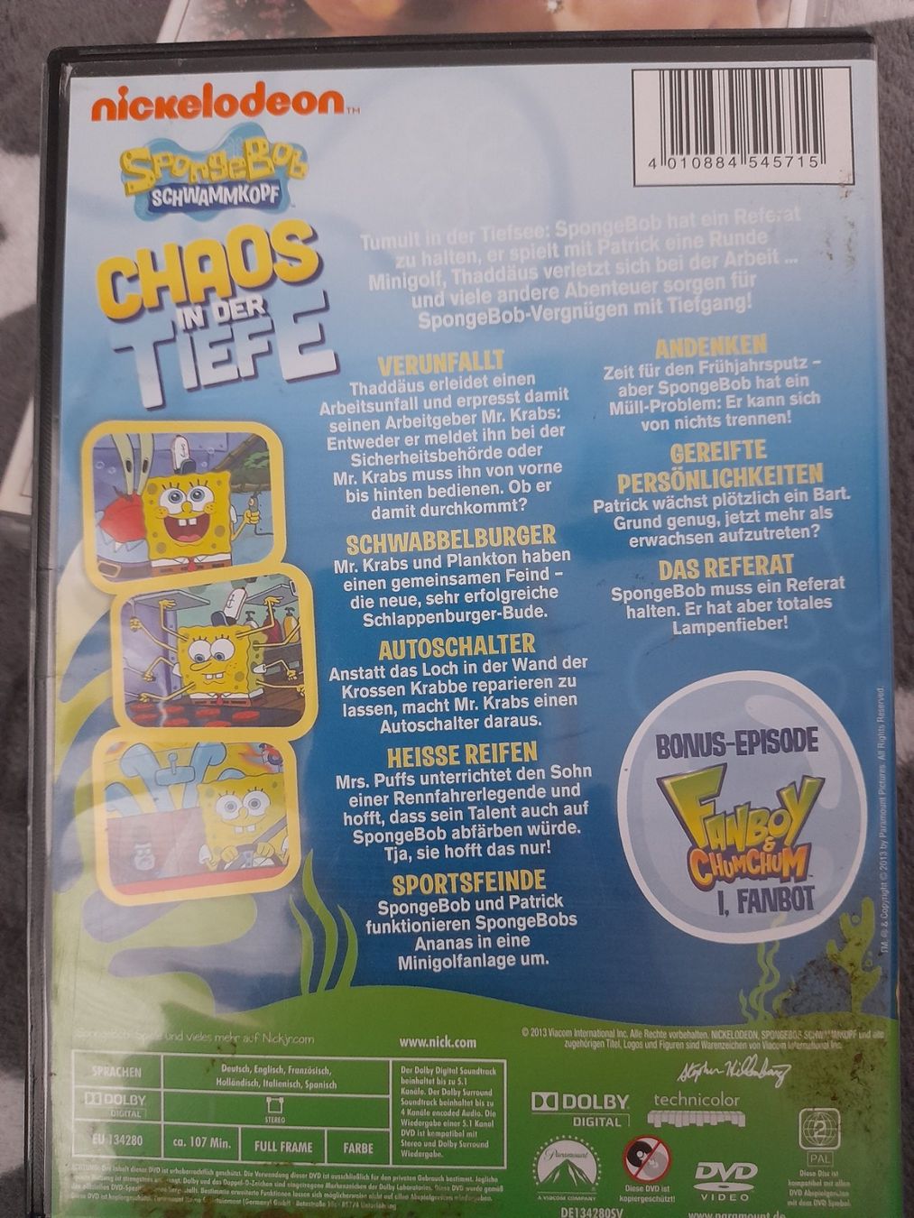 Alle DVDs: DVD Nickelodeon: Sponge Bob, Chaos der Tiefe – Gebraucht aus Eiken von Lashar 1