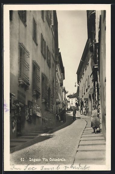 Cartoline postali: AK Lugano, Via Cattedrale – Usato da Berlin venduto da bartko-reher