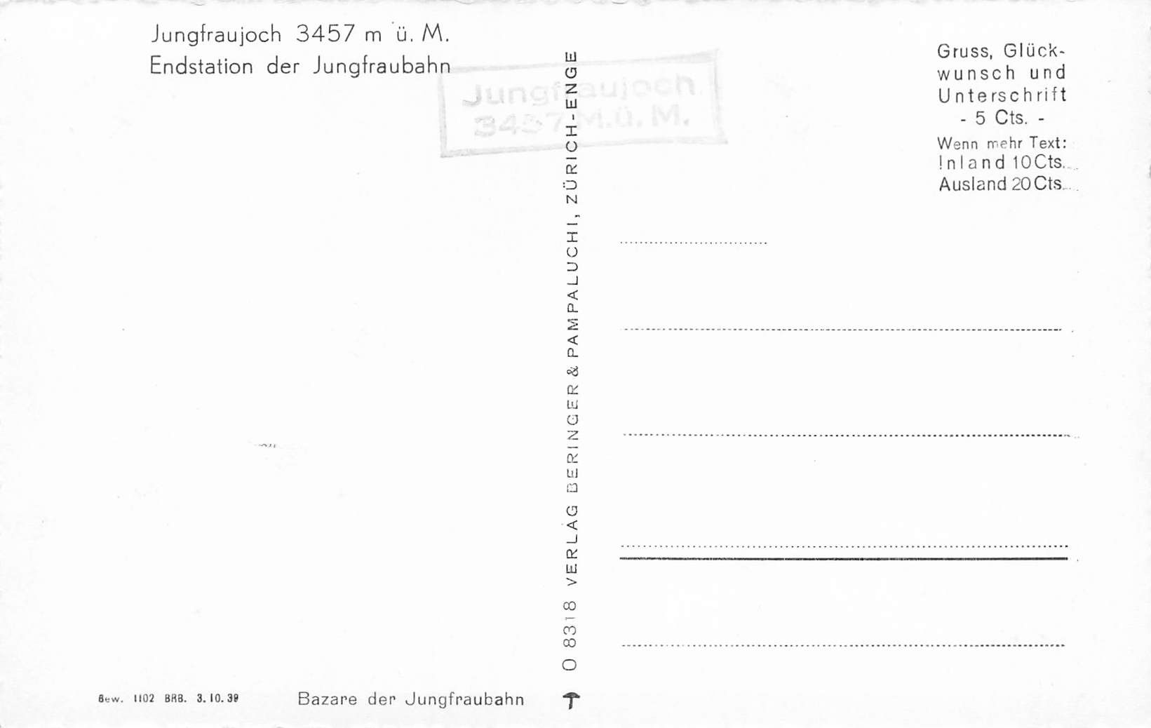 Ansichtskarten: Jungfraujoch Endstation bahn Bahnhof – Gebraucht aus Biasca von Blenio71 1