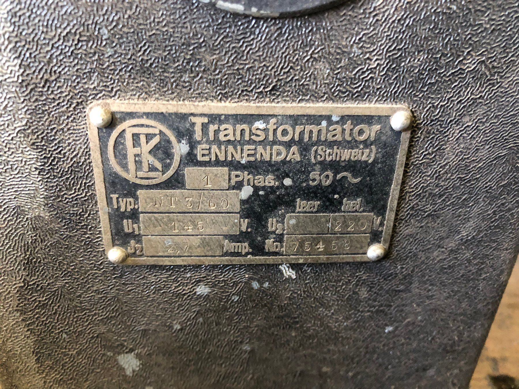 Alimentazione elettrica: Antike Technik - Strom Transformator / F. Knobel Enneda – Usato da Sutz venduto da bf-ltd 6