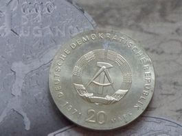 German Democratic Republic (DDR) 20 Mark 1971 K. Liebknecht