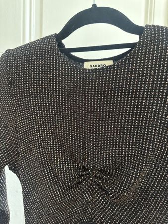 Glitter Dress Sandro Cutout Black Long Sleeve Size M
