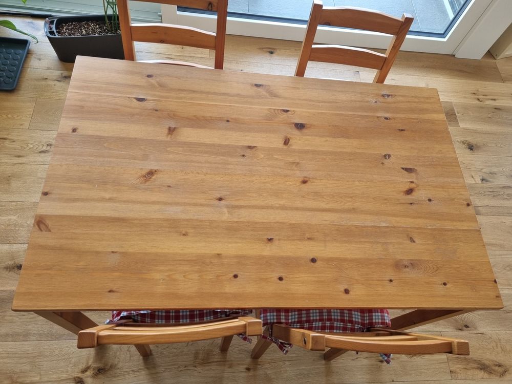 Ikea Massivholz Tisch + 4 Stühle incl Sitzpolster Jokkmokk Kaufen