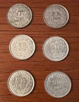 6 x pieces argent 0.50 1944 1950 1962 1965 1959 Silber