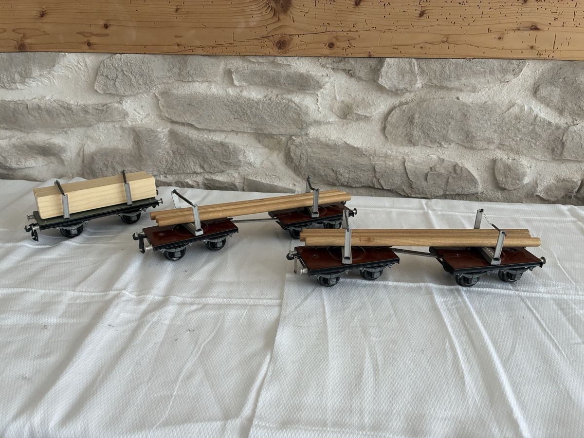Buco Modellini di ferrovie: Langholzwagen Buco Set 3 Stk. – Usato da Buchs AG venduto da sasami01