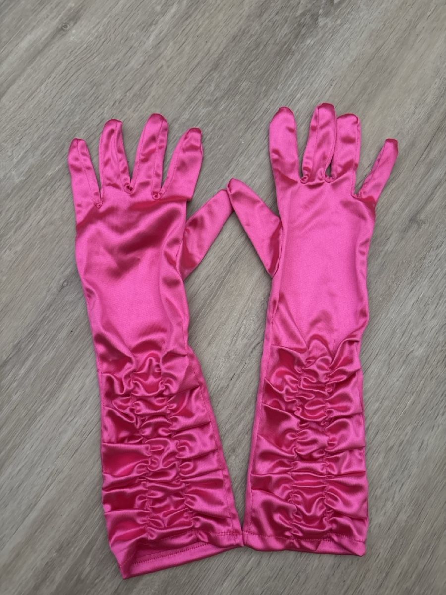 Handschuhe & Handstulpen: Gants longs satinés rose avec fronces taille unique – Neu (gemäss Beschreibung) aus Delémont von Ma_LoU.01