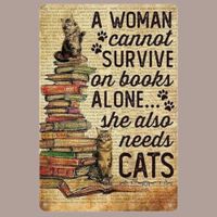🔥 CATS & BOOKS Katzen Blechschild 🎀 20x30cm OVP 🔥