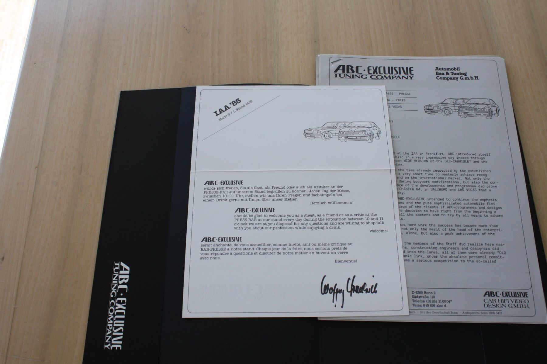 Dokumente: ABC Exclusive Tuning - Pressemappe IAA 1985 – Gebraucht aus Wikon von erwin400 4