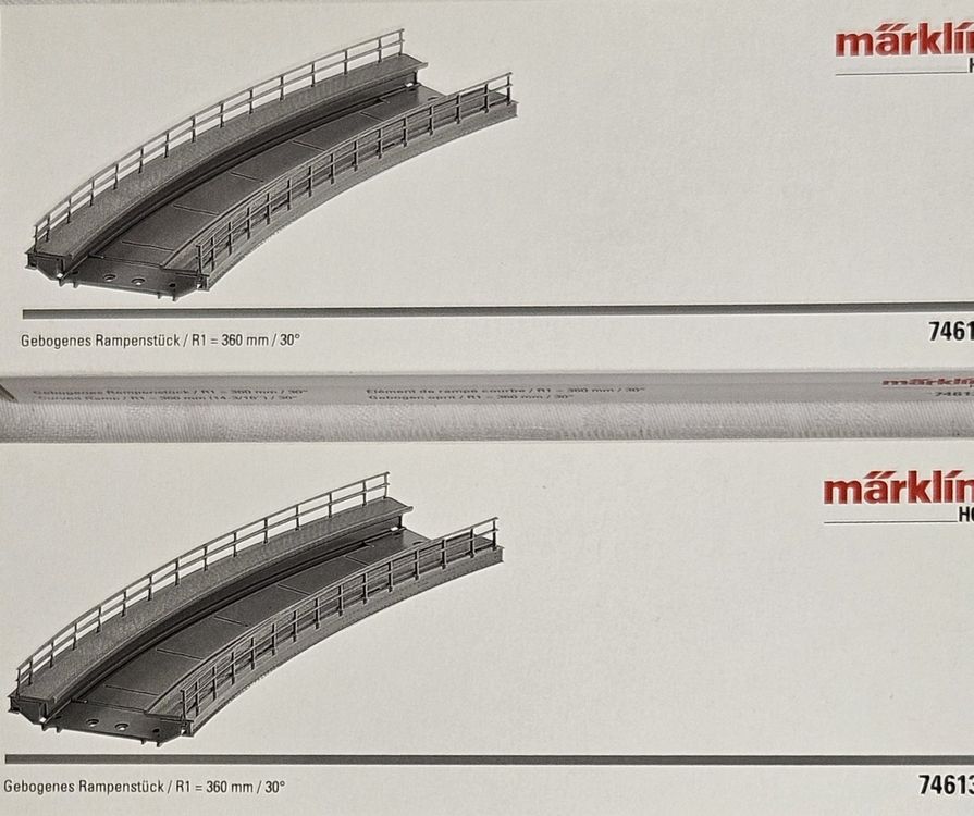 Märklin 74613: 2 Stück Gebogene Rampenstücke, Radius 360 mm (Neu und ...