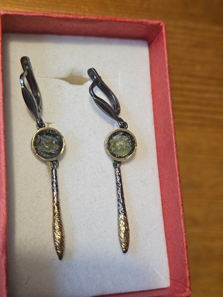 Ohrringe & -stecker: Moldavit Ohringe Silber vergoldet Tschechien – Neu (gemäss Beschreibung) aus Sargans von Chicco051