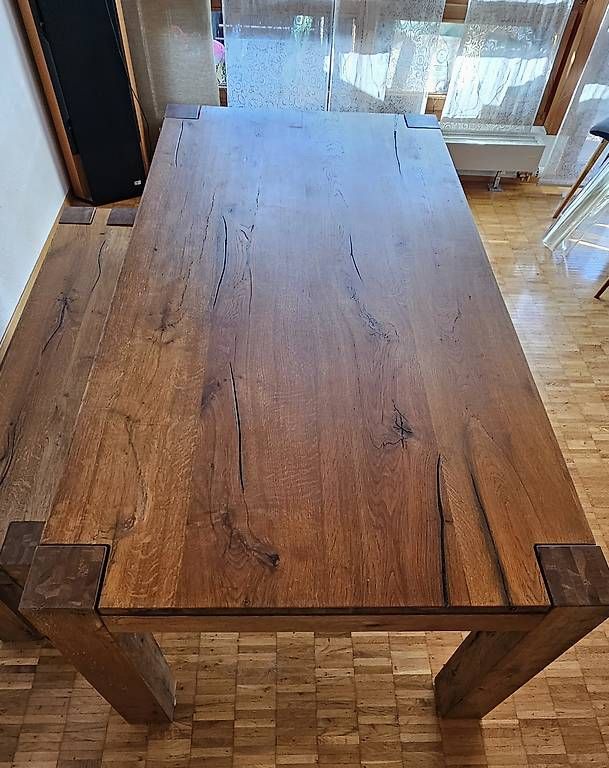 Set di tavolo e panche: Esszimmertisch aus massiver Eiche inkl. Sitzbank – Usato da Arisdorf venduto da Gti66 2