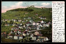 AK Teufen, Ortsansicht mit Kirche, 1906