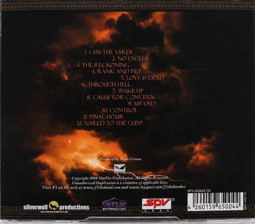 CDs: CD F5 - "The Reckoning", Nr. 998 – Neu (gemäss Beschreibung) aus Kottwil von Crazyrolf 1