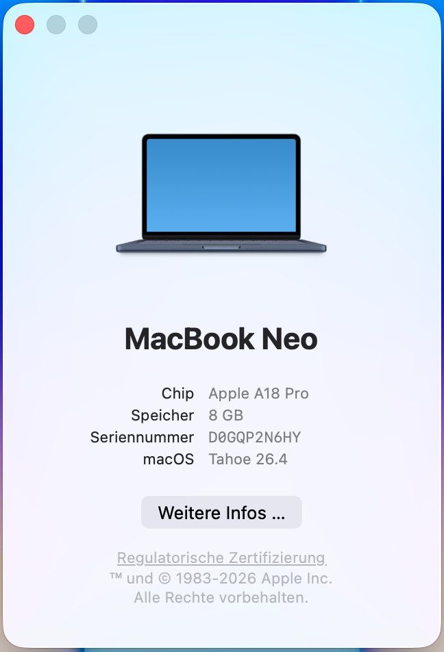 Apple Notebooks: Apple MacBook Neo 512GB TouchID AppleCare+ – Gebraucht aus Jonen von Sdabini 1