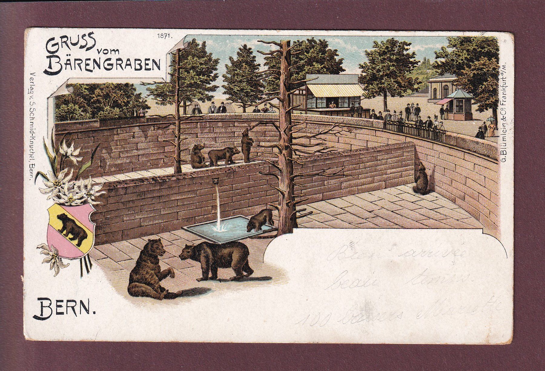 Cartoline postali: BERN - Gruss vom Bärengraben - Litho - 1903 – Usato da Pully venduto da nicecards