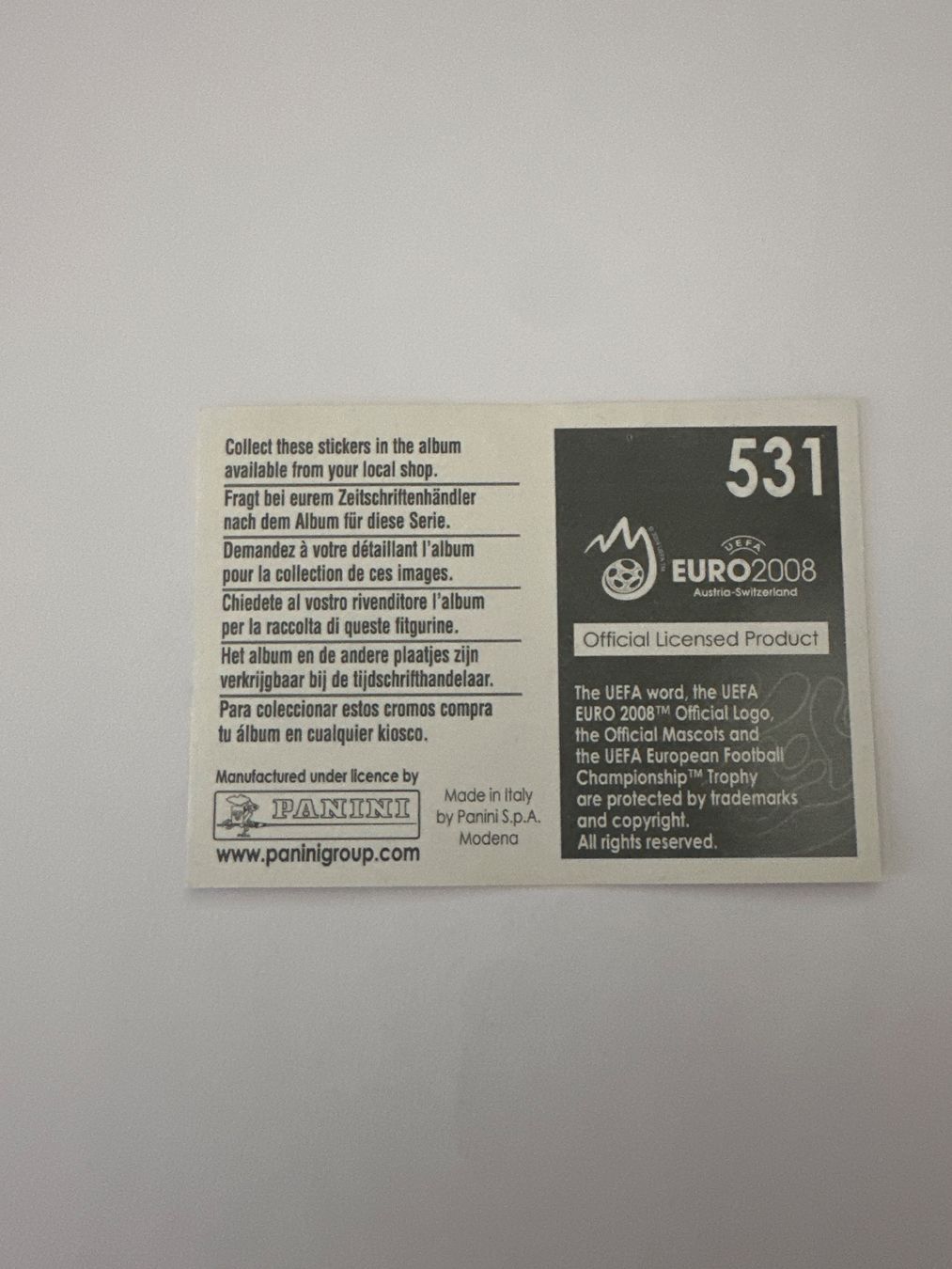 Panini Cartes à collectionner: Panini UEFA EM 2008 Sticker - Nr. 531 – D'occasion à Sulz AG par DealWerk 1