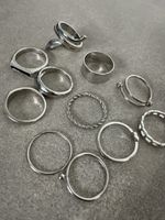 11 Ringe Set silberfarben guter Zustand
