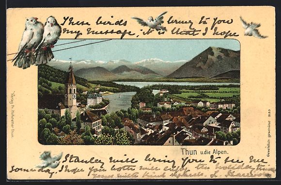 Ansichtskarten: Litho Thun, Ortsansicht mit Blick in die – Gebraucht aus Berlin von bartko-reher