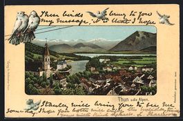 Litho Thun, Ortsansicht mit Blick in die
