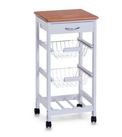 ZELLER 13773 Küchenrollwagen m. Bambusdekor-Top, MDF, weiss