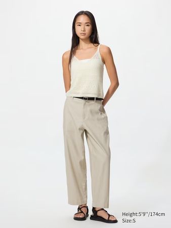 NEW UNIQLO Linen Cotton Tapered Pants Light Beige - size S