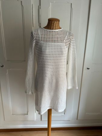 MANGO - Kleid weiss mit Lochstickerei XS