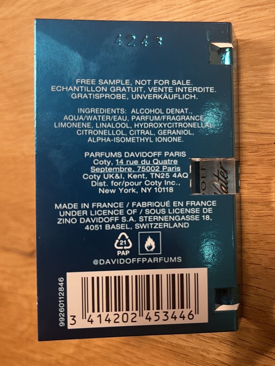 Davidoff Parfum & Eau de Toilette: DAVIDOFF - COOL WATER / 1,2ml Original Probe – Neu und originalverpackt aus Uerzlikon von niteroi 1