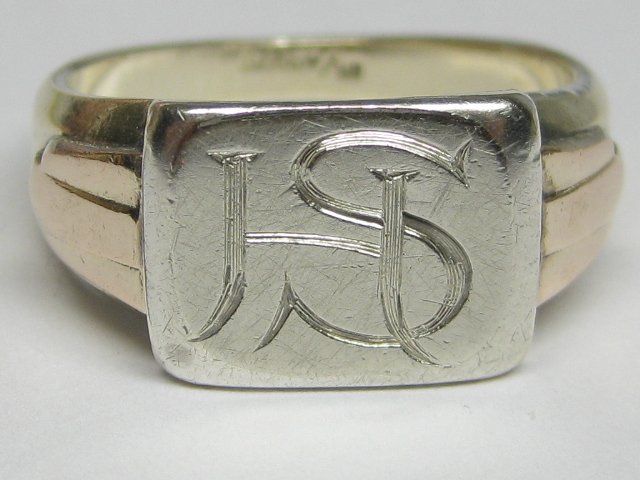 Anelli: Antik Ring Silber geprüft teilvergoldet Monogramm SH / Gr.59 – Usato da Ermatingen venduto da Decovin 3