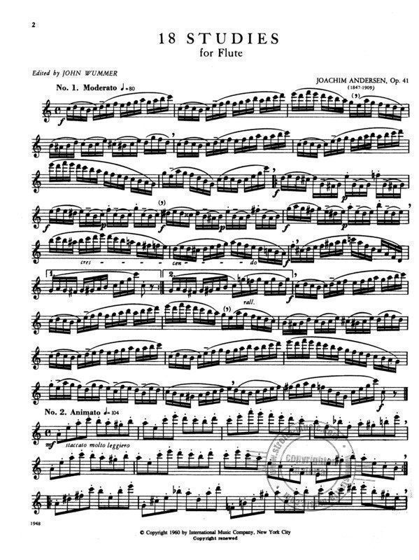 Strumenti musicali: Andersen - 18 Studies für Flöte Opus 41 – Nuovo (secondo la descrizione) da Moosseedorf venduto da Feinbein 1