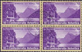1938, B1z (geriffelt) Viererblock "Tellskapelle", selten 450