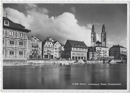 Z   8161  Zürich.   Limmatquai,  Rüden,  Grossmünster