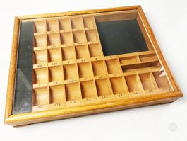 Setzkasten mit Glasdeckel Sortierbox Kasten Display Vintage