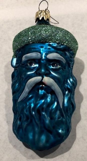 Alle Dekorationen: Blauer Weihnachts-Mann-Kopf mit Glitter – Gebraucht aus Gossau/ZH von amazonas66