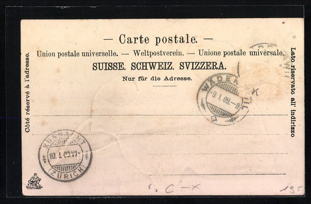 Cartoline postali: Litho Wädensweil, Ortsansicht mit Efeuz – Usato da Berlin venduto da bartko-reher 1