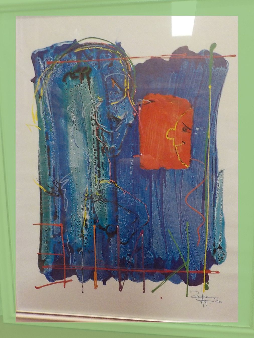 Gemälde: Originales Gemälde von 1990, abstrakte Kunst im Rahmen – Gebraucht aus Bülach von Freieck 4