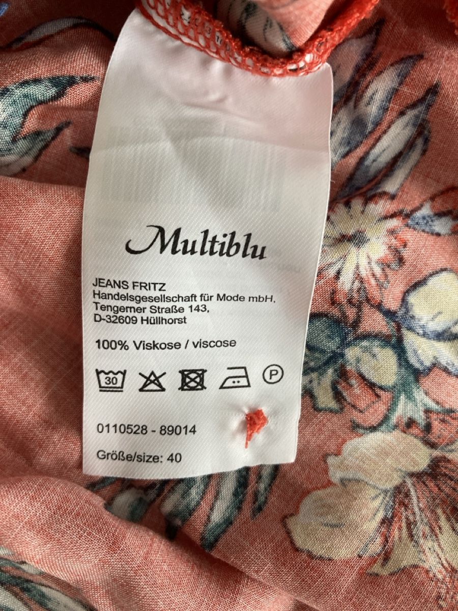 Camicette: Multiblu Viscose Sommerbluse, Gr. 40, Orange mit Blumen – Usato da Gunzwil venduto da Heimatchochi 1