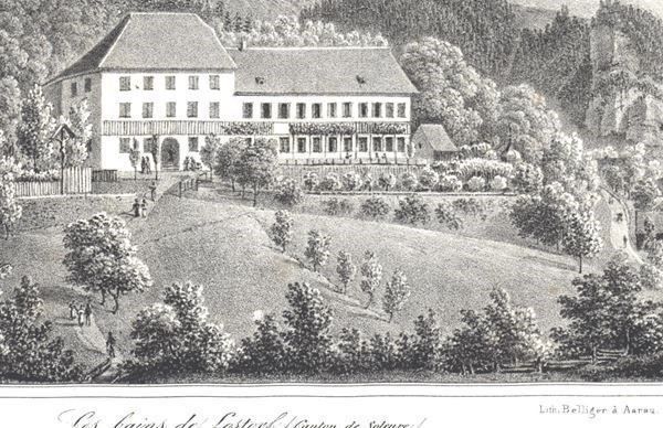 Stiche: Bad Lostorf Lithographie von Belliger – Gebraucht aus Rafz von Helvet32 1