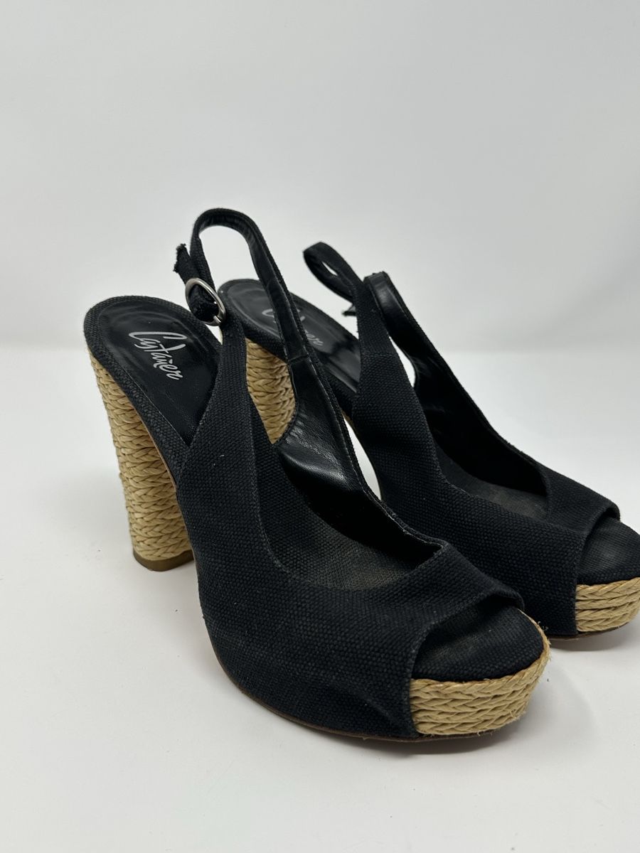 Scarpe da donna: Castaner Slingpumps, schwarz, Gr. 36, Canvas – Usato da Luzern venduto da kim221080