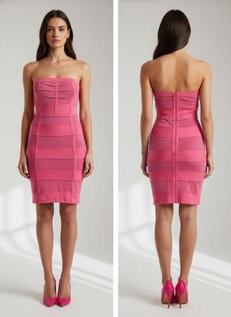 Cocktailkleid figurbetont rosa Glitzer Gr S NEU