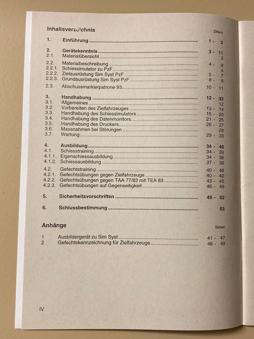 Dokumente: Reglement: Simulationssystem zu Fanzerfaust -Schweizer Armee – Gebraucht aus Brütten von Hst1 1