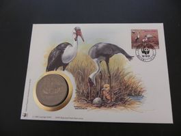 Münzbrief WWF Malawi - Kunkenkranich - 1987