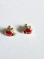Hochwertige Kinder-Ohrstecker Marienkäfer 18K / 750 Gelbgold