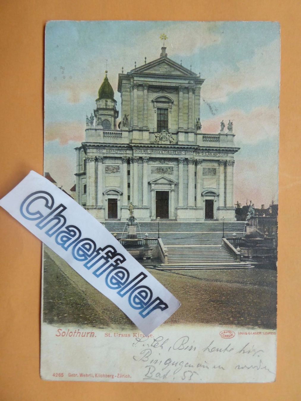 Ansichtskarten: 1905 Solothurn,  Sr. Ursuskirche – Gebraucht aus Zürich von Chaeffeler