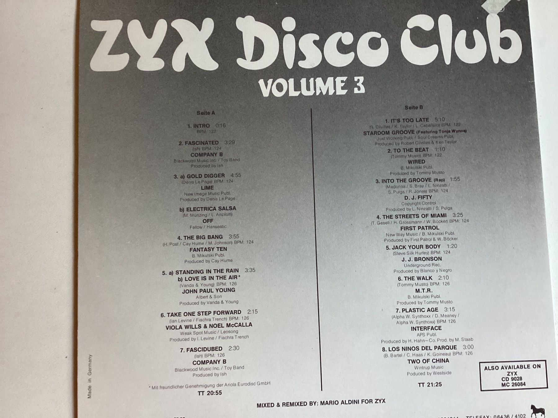 Dischi in vinile: ZYX Disco Club Maxi-Single - Volume 3 – Usato da Lyss venduto da Tyrell 1