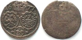 RDR 1/2 Kreuzer 1677 Oppeln LEOPOLD I. Billon vz
