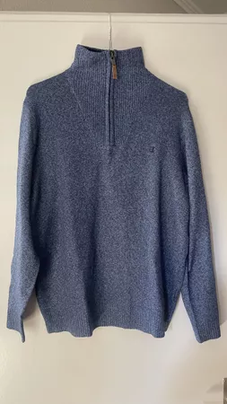 Herren Troyer / Half-Zip Pullover – Blau meliert, L - neu