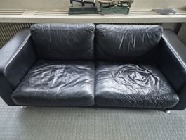 Sofa Leder schwarz 2-Sitzer Gebraucht